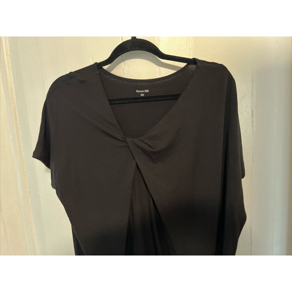 Garnet Hill Twist-Front Tencel Knit Shift Dress in Black - Small
